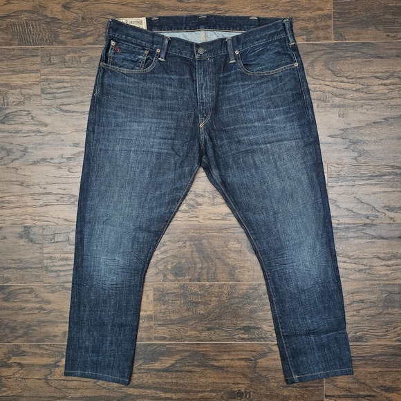 Polo Ralph Lauren Mens 38x32 (Actual Length 27") Blue Denim Straight Leg Jeans - Picture 1 of 10